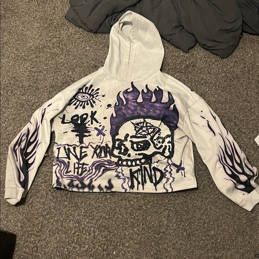 Graphic White and Purple Men's Cardigan